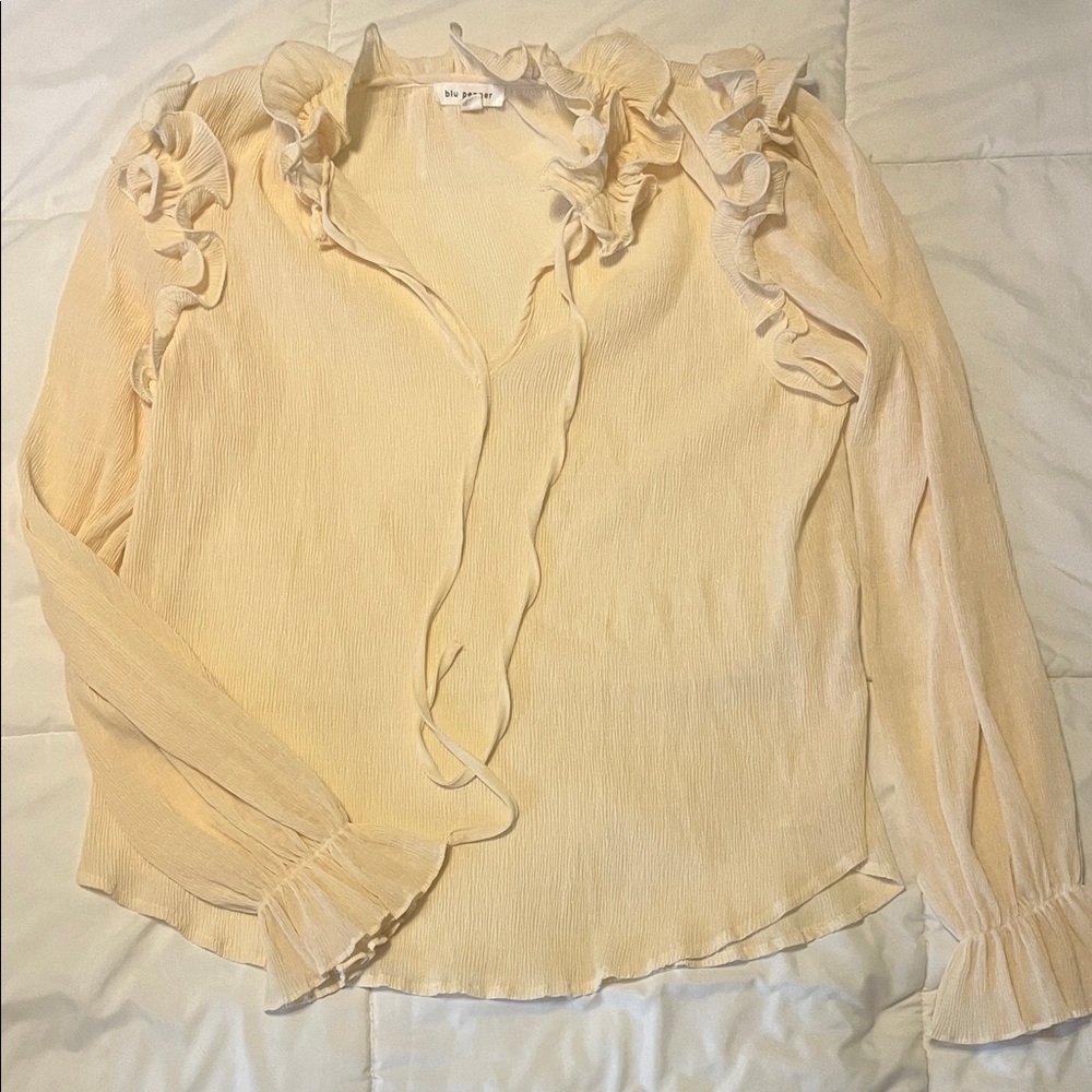 Blue Pepper Light Cream Ruffle Blouse